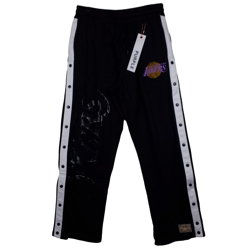 Purple Brand‎ LA Lakers Mitchell & Ness NBA Large Tear Away Pants Black NWT